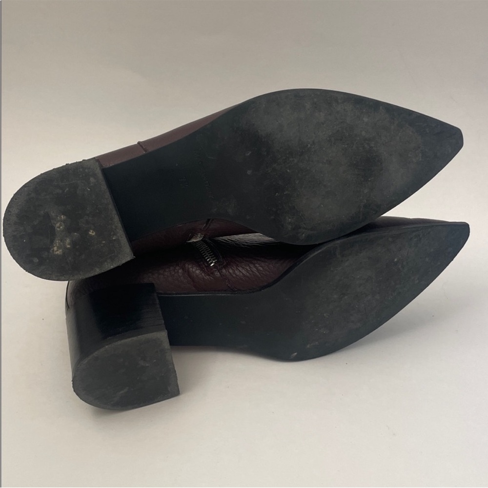 Everlane The Boss Ankle Boot Leather Pointed Toe Chunky Heel Burgundy Size 7.5 - Picture 8 of 11